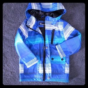 Boys Blue Stripes Raincoat EUC